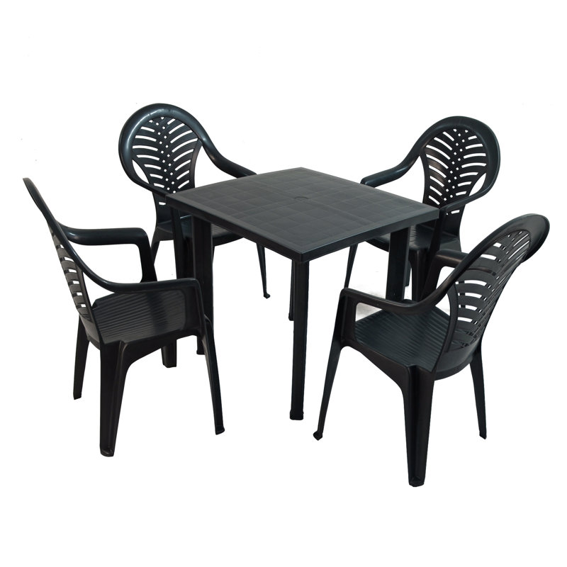 Rapino Square Table with 4  Chairs Garden Set, Anthracite