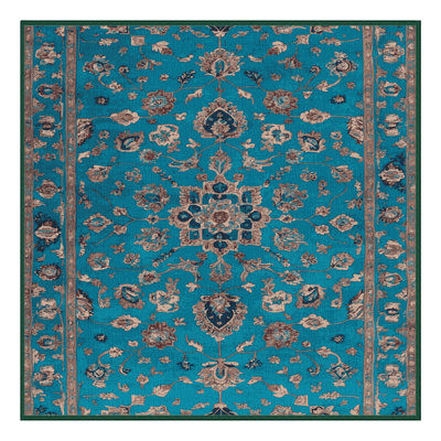 Machine Washable Tabriz Green Area Rug