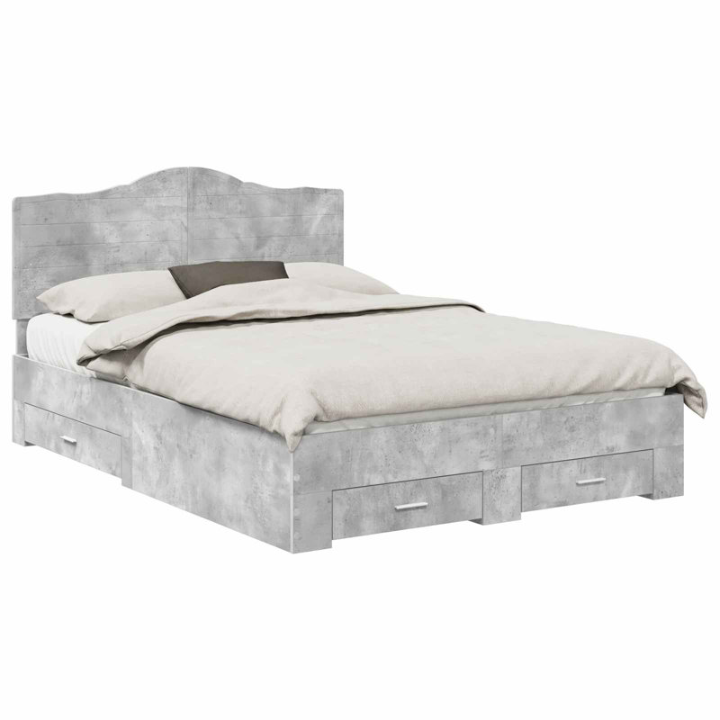 Bed, European Double (140 x 200 cm), Concrete Grey