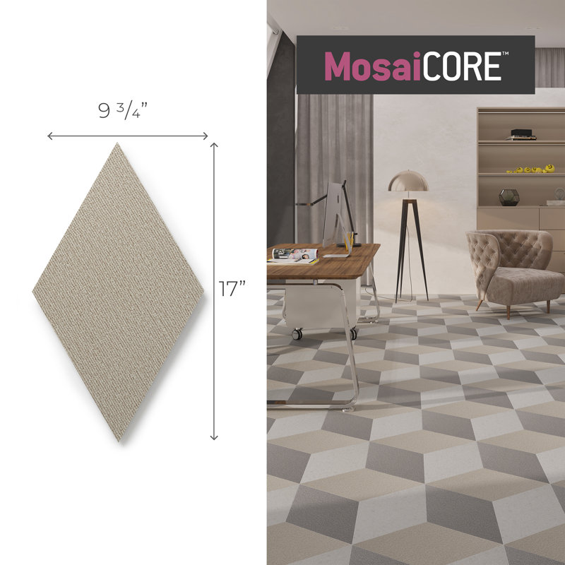 Carrelage en vinyle GlueCore Mosaic 28 mil x l 12 po x L 17 po, Tresse de molleton