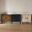 Buffet 31,5 "Mid Natural Century Mid-Century avec portes Sunburst et tablettes réglables-129351349