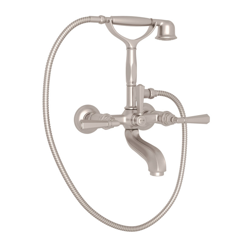 Palladian® Clawfoot Tub Faucet, Industrial Metal Lever Handle, Satin Nickel