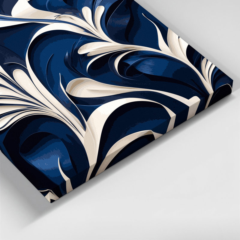 "Abstract Florals 17", art mural sur toile bleue, H 8 po x l 8 po