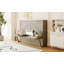 Lit escamotable mural avec rangement, armoire-lit pliable avec coiffeuse, miroir central et 2 tiroirs latéraux-1003291781