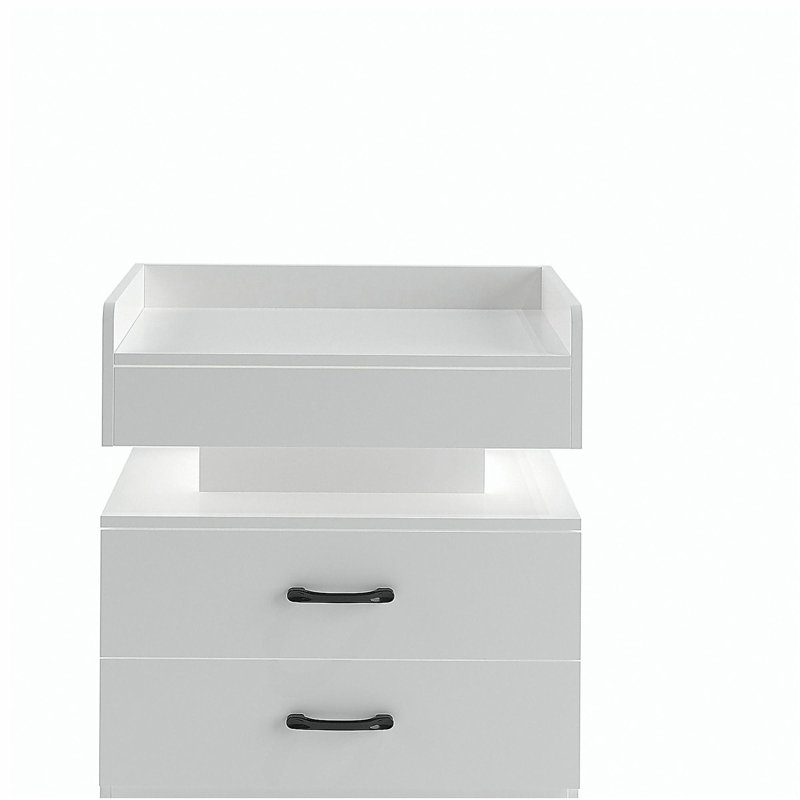 1 ensemble de table de chevet avec bande de lumière DEL réglable, 2 tiroirs, grand espace de rangement, convient pour une table de chevet, une table basse, un canapé, une table d'appoint ou une table de bout pour bureau