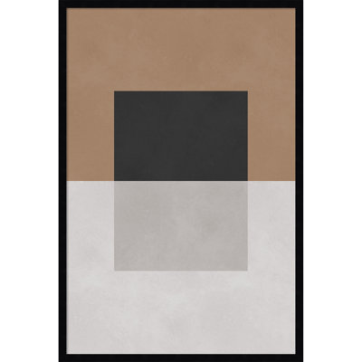 Amanti Art Framed Fabric Pinboard, Black and Brown Blocks by Vitor Costa Printed Bulletin Board for Use as a Vision Board or Wall Organization