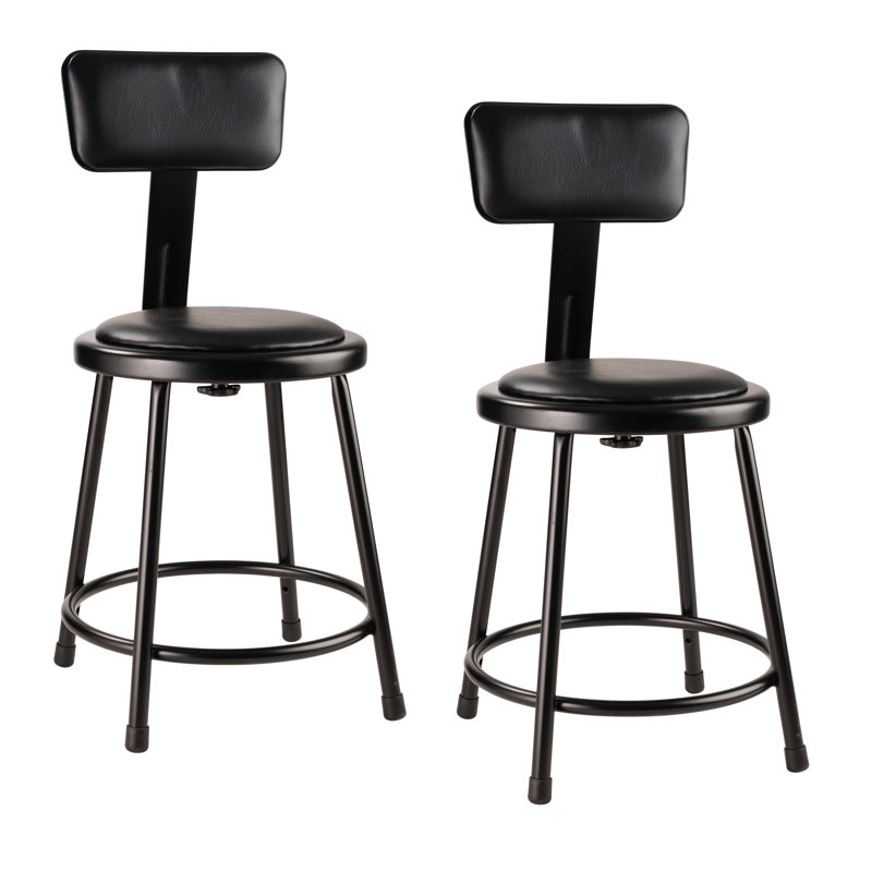 Tabouret en acier robuste, Noir, 18"