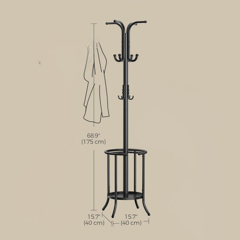 Freestanding 12 - Hook Coat Rack