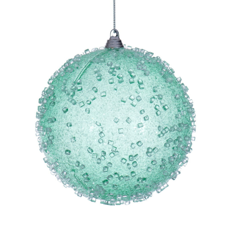  Boule à sucre 4,75 "bleu glacé. Comprend 3 ornements par sac., Vert écume de mer