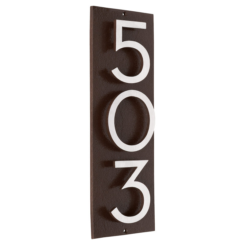 Plaque d’adresse murale flottante linéaire, Bronze romain, Nickel satiné deux tons, Oui