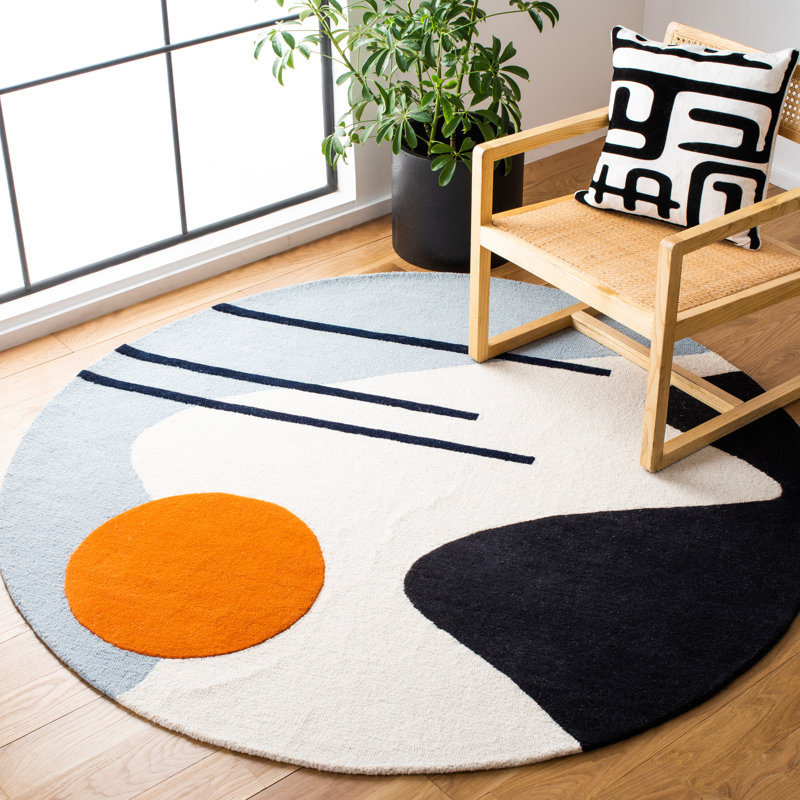 Tapis ivoire / bleu Felipe, Rond 10 pi