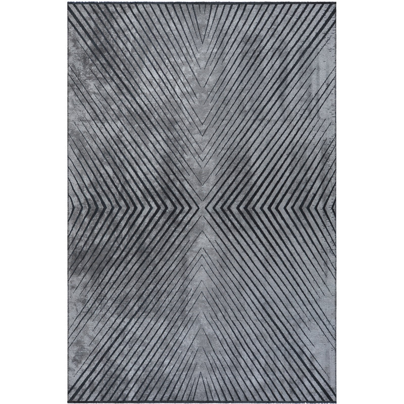 Rapture Chevron Area Rug in Black/Gray, Rectangle 7'10" x 9'10"