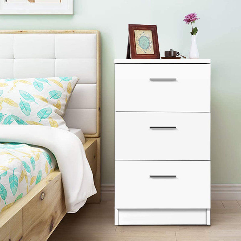 Assie Floor Shelf End Table, White