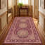 Tapis Darnley traditionnel à médaillon, style persan, bordeaux, cuivre, vert, crème, rose, lavable à la machine, antidérapant, à poils courts, pour l'intérieur et l'extérieur, adapté aux animaux domestiques, idéal pour le salon, la chambre, la salle à manger, l'entrée, le couloir ou le bureau.-1273664486