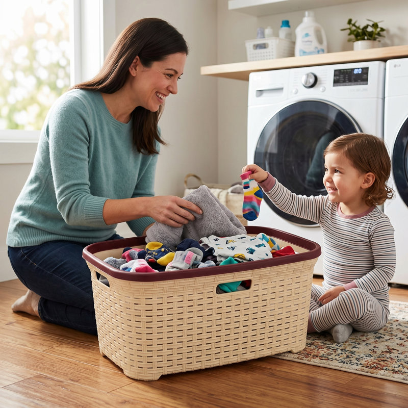 Panier à linge Bushel, H 16 po x l 24 po x P 10,5 po, Beige