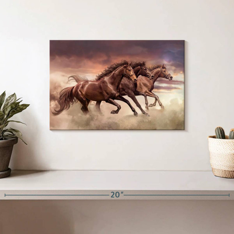 Brampt Three Running Horses, 8" H x 12" W