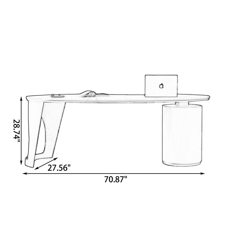 Bureau de direction avec tiroirs Gold, H 28,74 po x l 70,87 po x P 27,56 po, Doré, Retour à droite