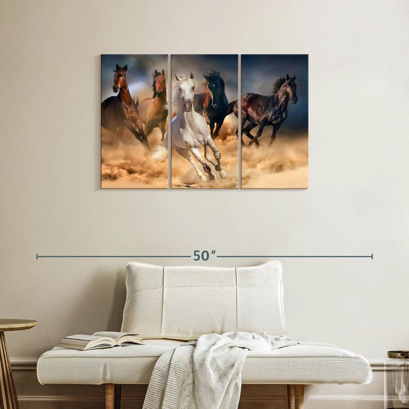 Brampt Sprinting Arab Horses, 24" H x 38" W