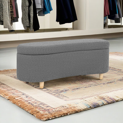 47 Inches Curved Upholstered Storage Ottoman Bench