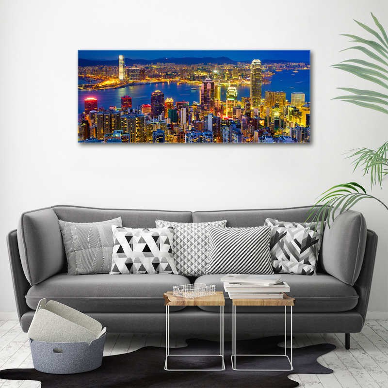 Hong Kong By Night - Wrapped Canvas Print