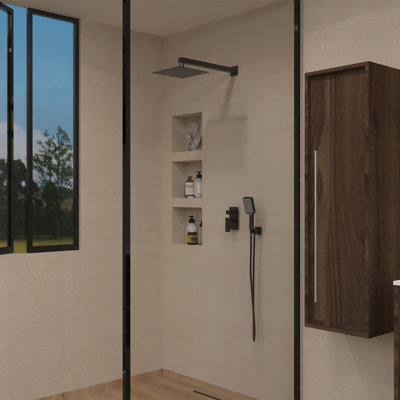 DAX Roma Square Shower System, Matt Black