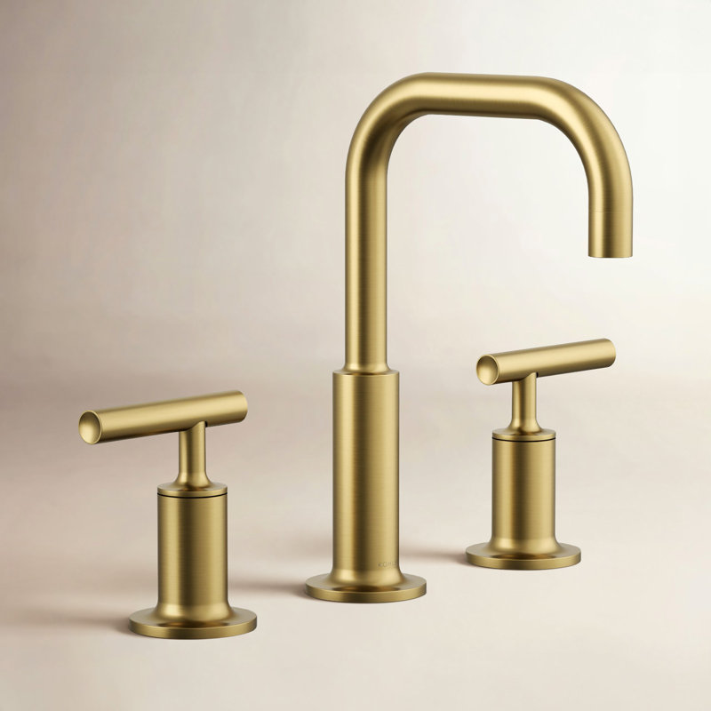 Purist Widespread Faucet, Vibrant Brushed Moderne Brass