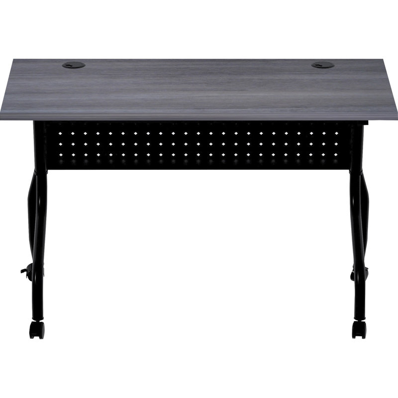 Charcoal Flip Top Training Table with Black Metal Base and Casters