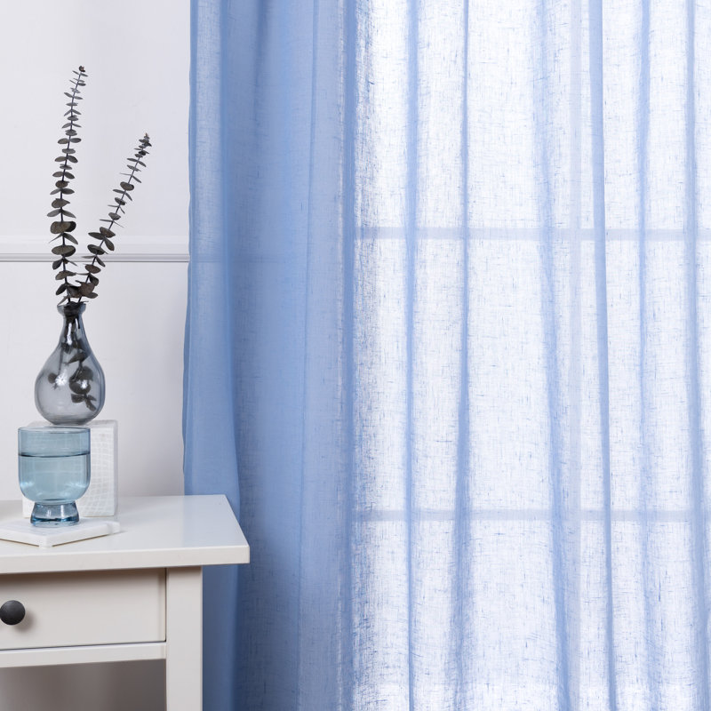 Tenggarong Semi Sheer Curtain Panel Pair, Sky