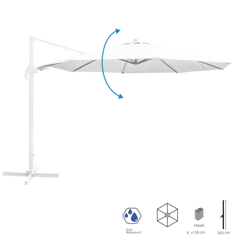 Israel 300cm Cantilever Parasol, White, White