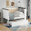 Lit de jour simple en bois avec tablettes de rangement, dossier rembourré, chargement USB et lit gigogne blanc-1022645289