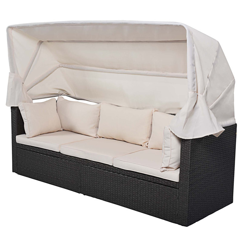 Lit de jour d'extérieur rectangulaire avec coussins 82,7 po Edirne, Beige