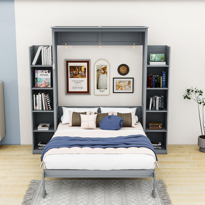 Lit escamotable Marinke Murphy, gris, Double