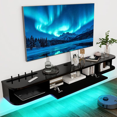 SME-DSG11-55 55.12-inch Floating Black TV Stand 140x24x16cm