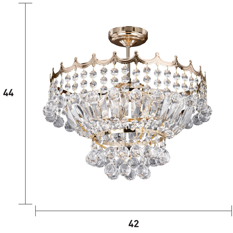 Branden Semi Flush Mount, Gold Plated