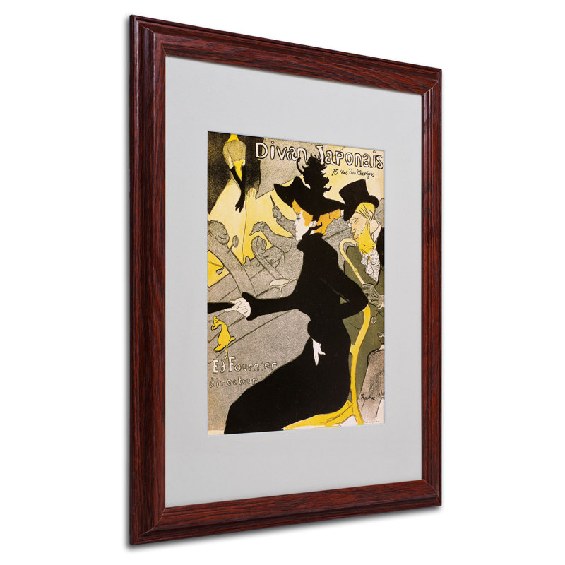 « divan japonais » par henri de toulouse-lautrec mat, reproduction d’art encadrée, H 20 po x l 16 po x P 0,5 po, Brun