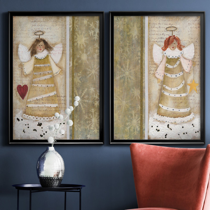 «Cloud Angel with Heart», ensemble de 2 peintures, H 30,5 po x l 42,5 po x P 3 po, H 31,5 po x l 47 po x P 1,5 po
