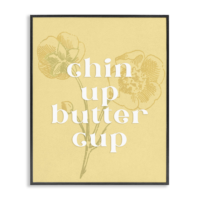 Floral Chin Up Phrase  Framed Giclee Art by Ziwei Li bh-879, Midnight Black Framed Giclee, 30'' H x 24'' W