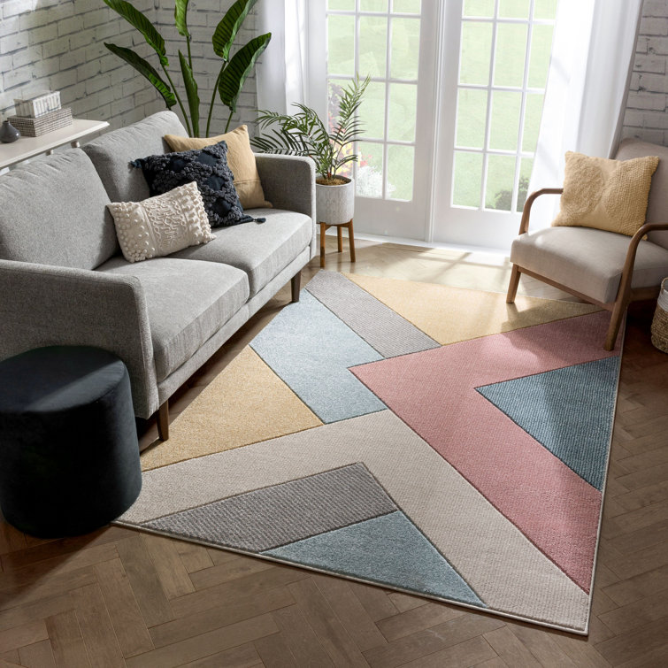 Ruby Geometric Synthetic Area Rug