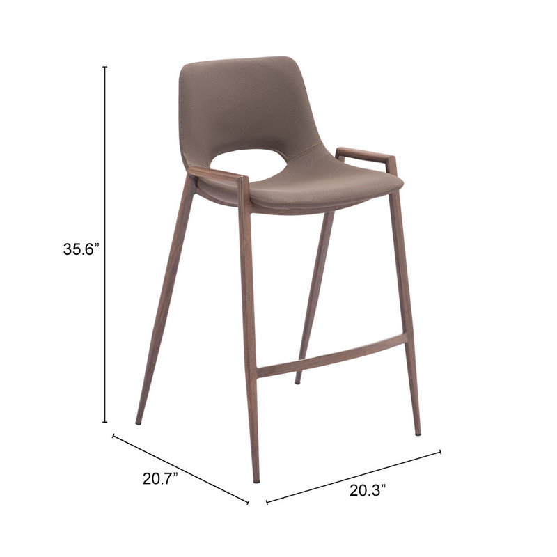 Tabouret de bar et de comptoir Desi Halchak, Noyer, Brun / Noyer, Tabouret de comptoir (siège d'une hauteur de 25,6