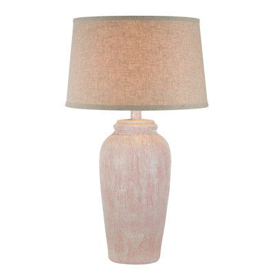 Aleksah Hand-Painted Hydrocal Table Lamp with 3-Way Switch, 30.5", Blue/Brown/Pink Base