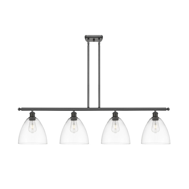 Angenetta 4 - Light Kitchen Island Pendant, Clear, 45.75" H x 48" W x 9" D, Oil Rubbed Bronze