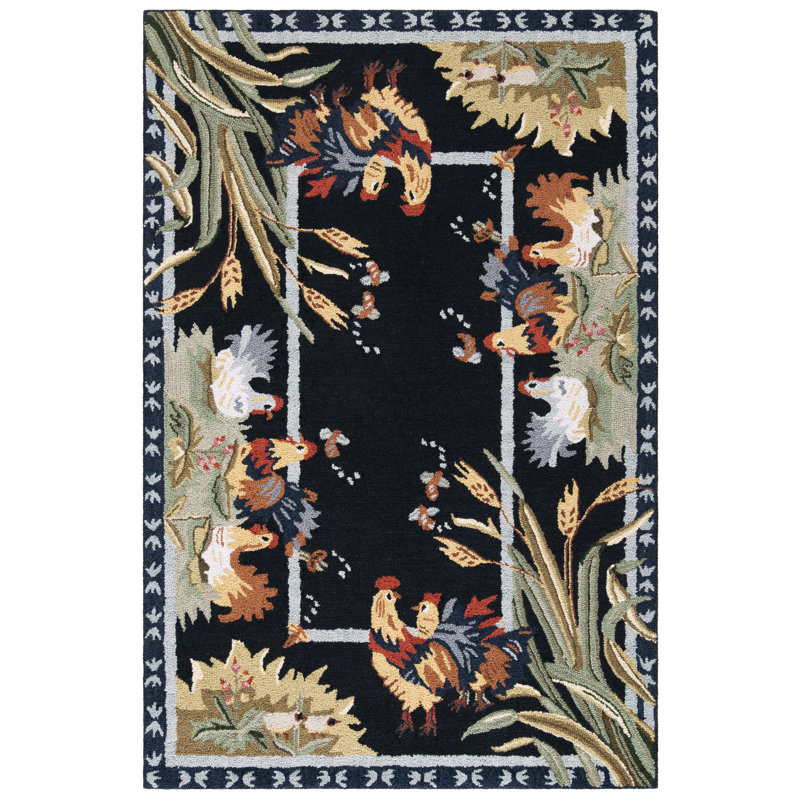 Tapis oriental en laine crocheté à la main Kinchen, Rectangle 6 pi x 9 pi