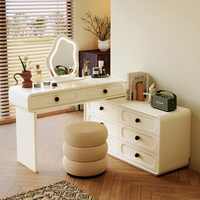 Makeup Vanity with Light mirror,8 drawers,1 chair