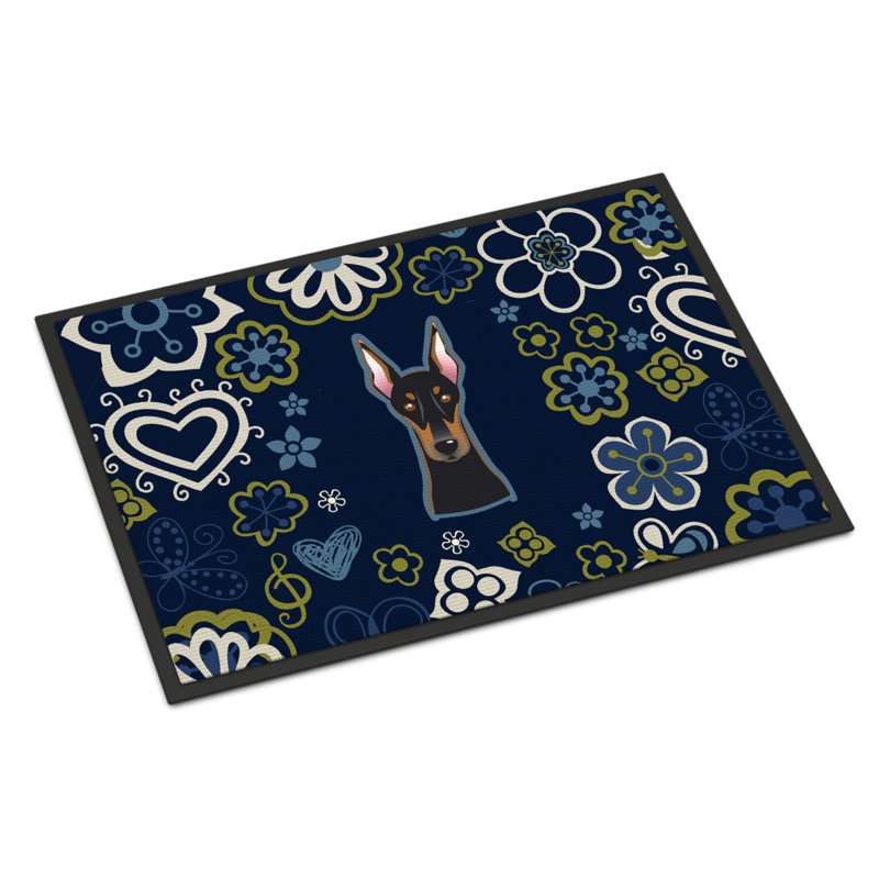 Tapis d'extérieur antidérapant Toluca, L 18 po x L 27 po, Doberman pinscher