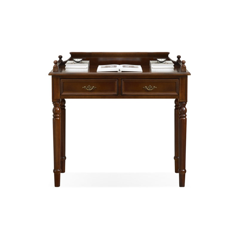 Nut-brown Rectangular Solid Wood with 2 drawers desk, 29.92" H x 35.43" W x 17.72" D