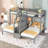  Twin over Twin Bunk Bed with Built-In Staircase and Storage Drawer, Space-Saving Loft Design, Gray