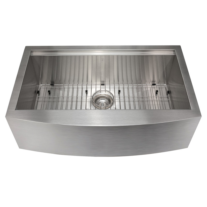 Évier de cuisine à tablier simple en acier inoxydable avec grille inférieure et accessoires ZLINE 33 po ZLINE