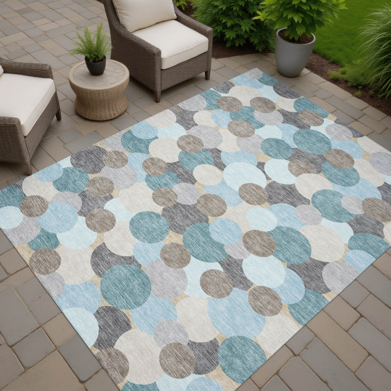 Tapis intérieur / extérieur lavable à la machine Chantille ACN2450, Turquoise, 3 pi x 5 pi