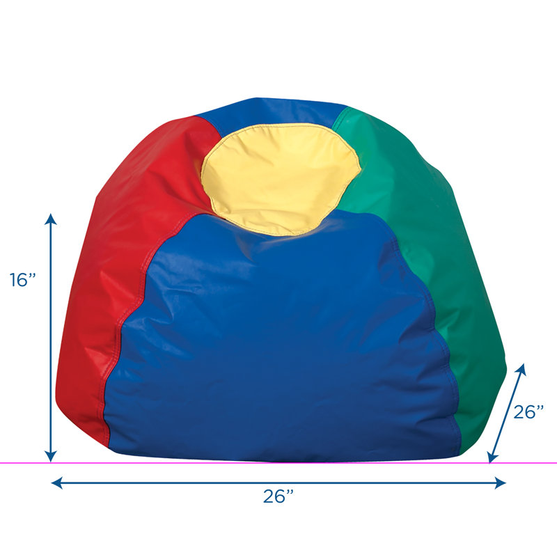 Small Vegan Leather 26" Round Bean Bag, Rainbow Faux Leather