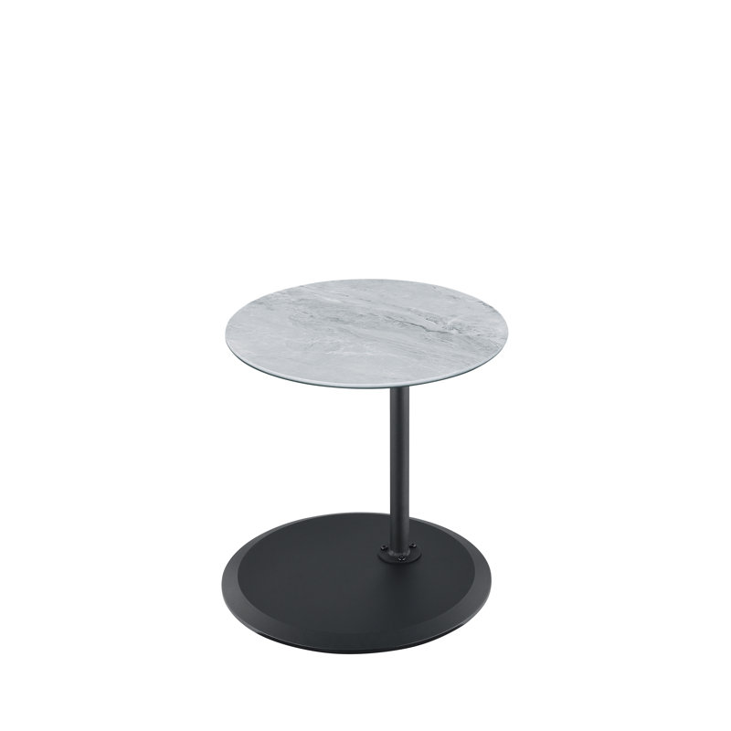 Table de bout avec plateau de table texturé en marbre gris
